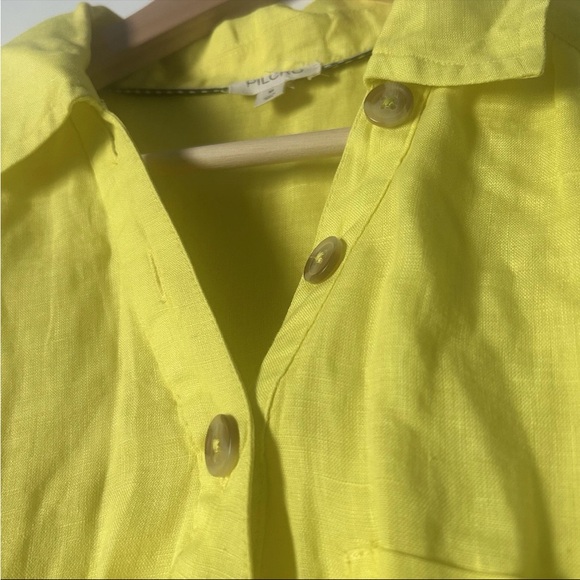 Pilcro Women's Sleeveless Ruffle Hem Shirt-Dress Yellow, Linen, Size Medium - Picture 4 of 8